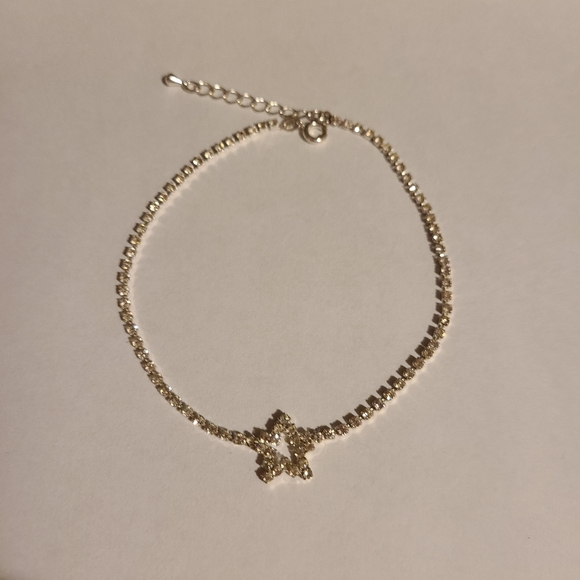 Sawarovski Anklet Crystal Silvertone 9" - Picture 3 of 5